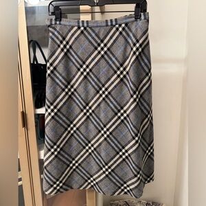 Burberry London Vintage Nova Check A-Line Skirt – Gray Blue